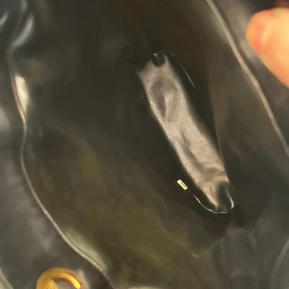 Vintage CHANEL CC Logo Black Caviar Leather BACKPACK added Pouch Drawstring - Picture 14 of 16